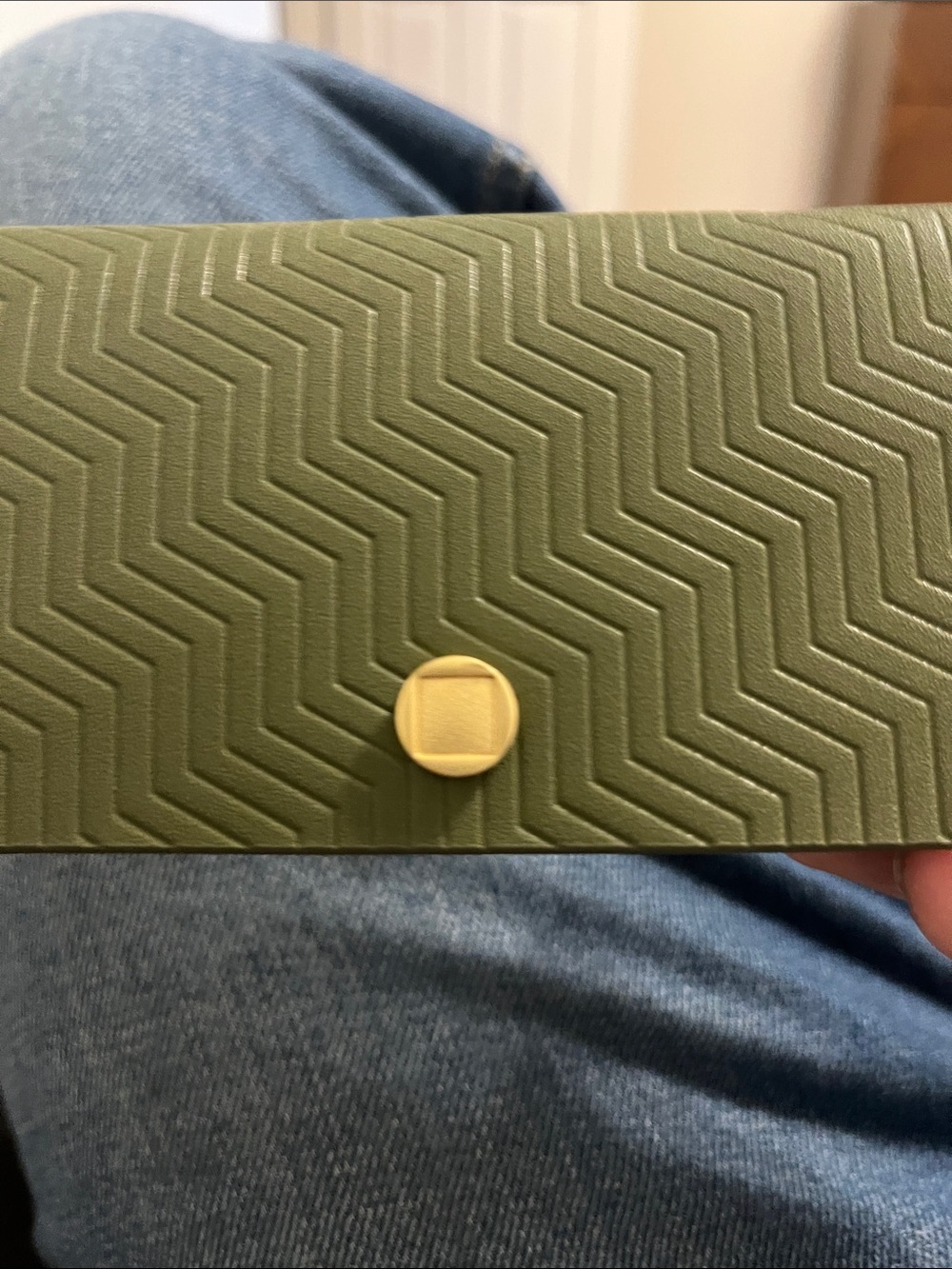 Men's Olive Green Textured Sunglasses Case with Gold Button Closure